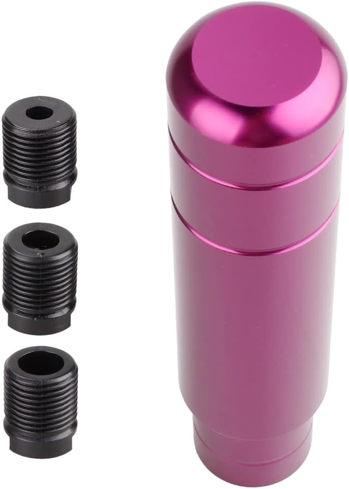 BARTOO Aluminum Weighted Manual Shift knobs, Long Stick Shift Knob Gear Shifter Knobs, Car Accessories Lever Cover Head Universal Shifter Knobs with 3 Threaded Adapters (Purple) - Image 3